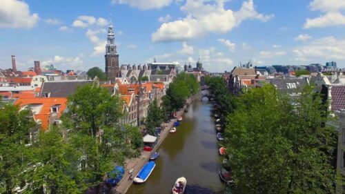 Amsterdam Canal Drone Shot