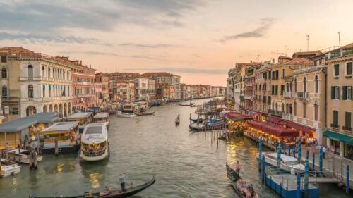 Venice Italy Drone Shot of Canal