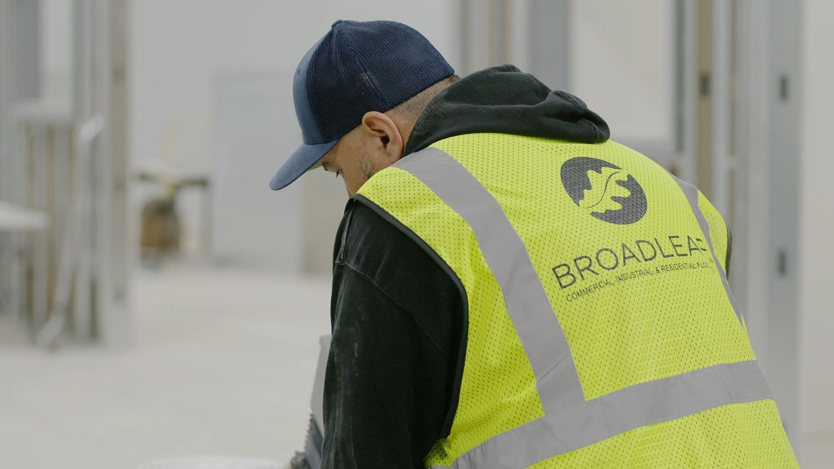 Construction worker warehouse working